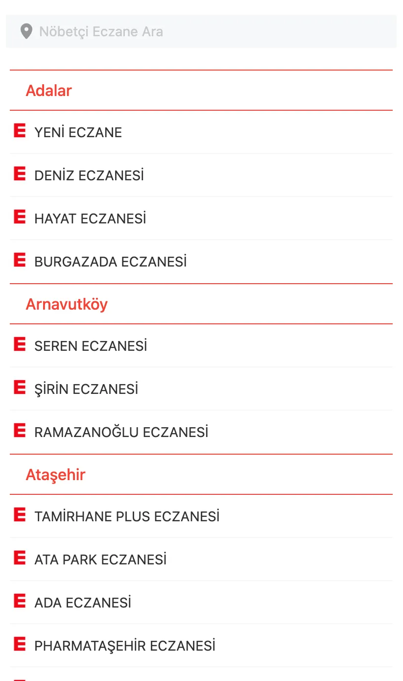 İstanbul Nöbetçi Eczane Haritası